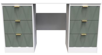 Las Vegas White and Green 6 Drawer Double Dressing Table