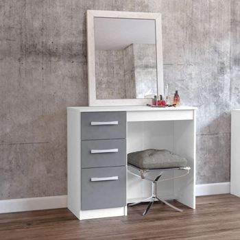 Lynx Single White 3 Drawer Dressing Table