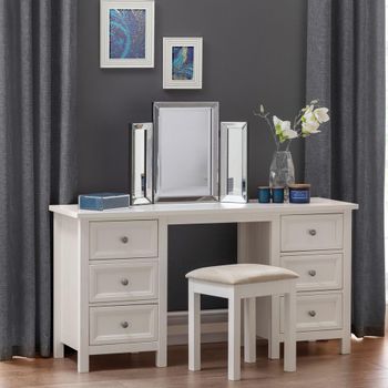 Maine White 6 Drawer Double Dressing Table