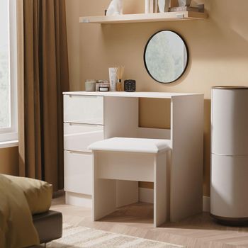 Milan Cashmere Gloss 3 Drawer Single Dressing Table