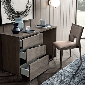 Tekno Italian Silver Birch 3 Drawer Single Pedestal Dressing Table