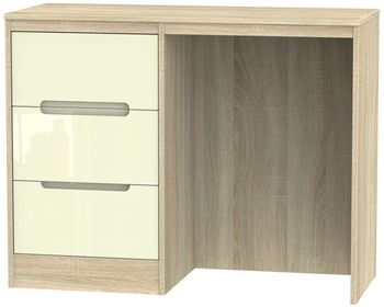 Monaco Cream Gloss and Oak 3 Drawer Single Dressing Table