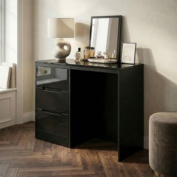 Monaco Black Gloss 3 Drawer Single Dressing Table