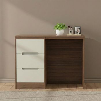 Monaco Cashmere and Carini Walnut 3 Drawer Single Dressing Table