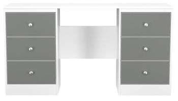 Padstow Grey and White 6 Drawer Double Dressing Table