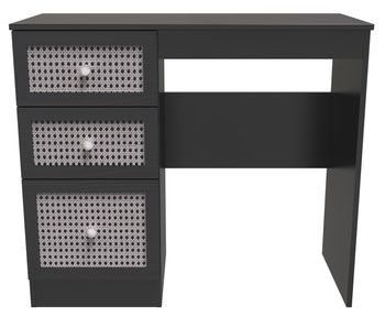 Rattan and Black Ash 3 Drawer Single Dressing Table