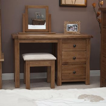 Rustic Oak 3 Drawer Dressing Table Set