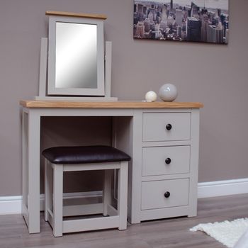 Diamond Grey Painted Solid Wood 3 Drawer Dressing Table Set