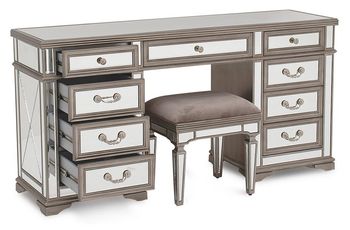 Jessica Champagne Mirrored 7 Drawer Dressing Table
