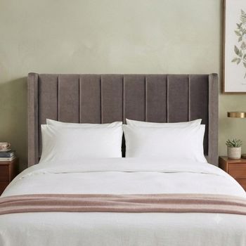 Poppy Floor Standing Cedar Brown Fabric Headboard - Sizes Available