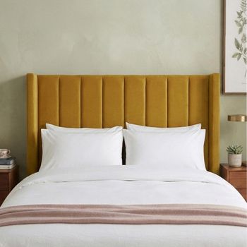 Poppy Floor Standing Fabric Saffron Headboard - Sizes Available