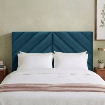Rose Teal Blue Fabric Headboard - Sizes Available
