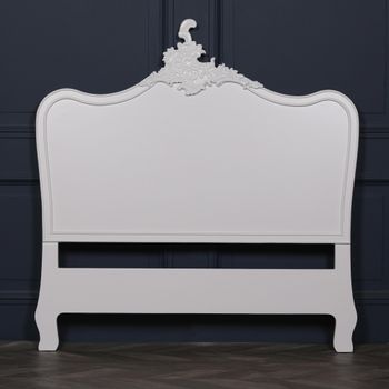French Style Carved White Headboard - Sizes Available