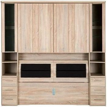 Luxor 3+4 Rustic Oak 33cm Occasional Element and Bedding Box 215cm Overbed Unit