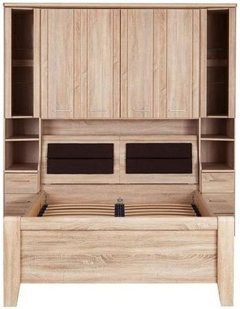 Luxor 3+4 Rustic Oak 235cm Overbed Unit with 33cm Occasional Element and 150cm Bed