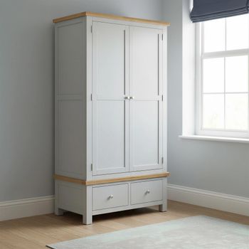 Lundy Grey Painted 2 Door 2 Drawer Wardrobe