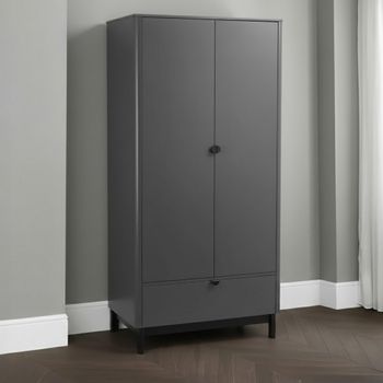 Chloe Double Grey 2 Door 1 Drawer Wardrobe
