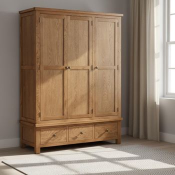 Original Rustic Oak 3 Door Wardrobe
