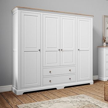 Cromwell White Painted 4 Door 2 Drawer Wardrobe