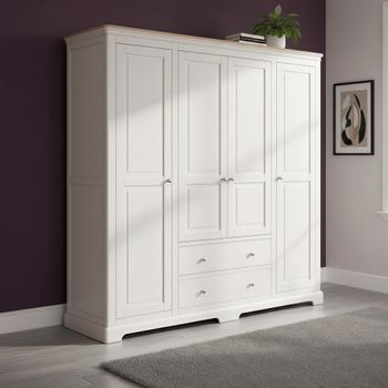 Cromwell Grey Painted 4 Door 2 Drawer Wardrobe