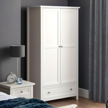 Maine Double White 2 Door 1 Drawer Wardrobe
