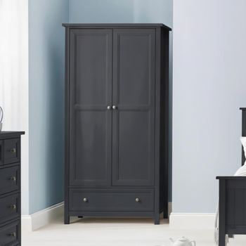 Maine Double Black 2 Door 1 Drawer Wardrobe