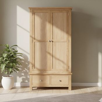 Appleby Oak 2 Door 2 Drawer Wardrobe