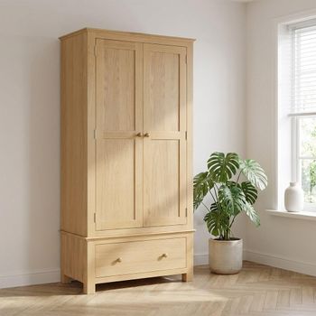 Arlington Oak 2 Door 1 Drawer Wardrobe