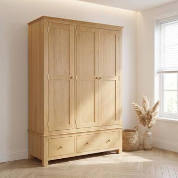 Arlington Oak 3 Door 2 Drawer Wardrobe