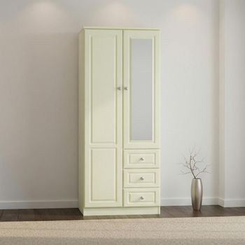 Pembroke Cream 2 Door 1 Mirror RHF 3 Drawer Combi Wardrobe