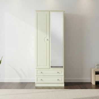 Pembroke Cream 2 Door 1 Mirror Combi Tall Wardrobe