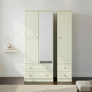 Pembroke Cream 3 Door 1 Mirror Combi Wardrobe