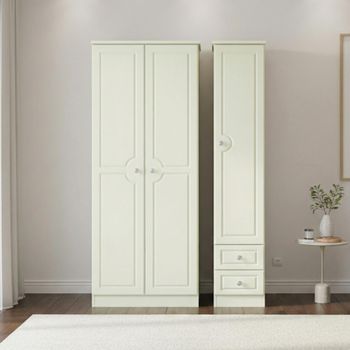 Pembroke Cream 3 Door RHF 2 Drawer Tall Triple Wardrobe