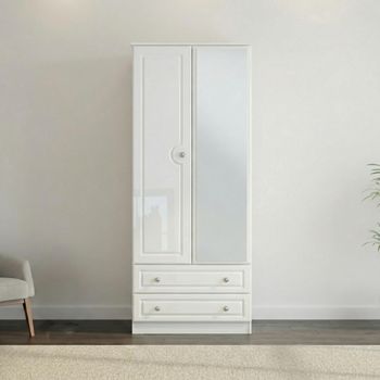 Pembroke White Gloss 2 Door 1 Mirror Combi Wardrobe