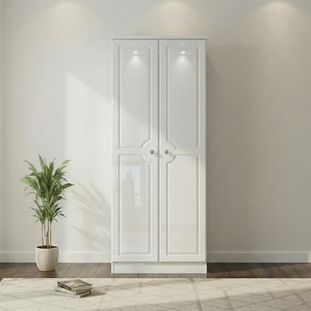 Pembroke White Gloss 2 Door Tall Plain Wardrobe