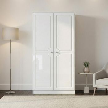 Pembroke White Gloss H 182.4cm 2 Door Plain Wardrobe