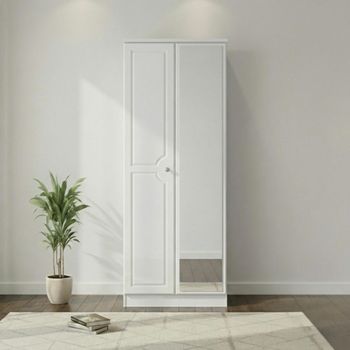 Pembroke White Gloss 2 Door 1 Mirror Tall Wardrobe
