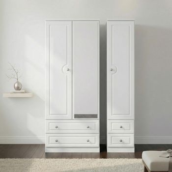 Pembroke White Gloss 3 Door 1 Mirror Combi Wardrobe