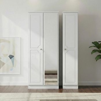 Pembroke White Gloss 3 Door 1 Mirror Tall Triple Wardrobe