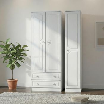 Pembroke White Gloss 3 Door LHF 2 Drawer Tall Triple Wardrobe