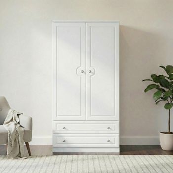 Pembroke White H 182.4cm 2 Door 2 Drawer Double Wardrobe