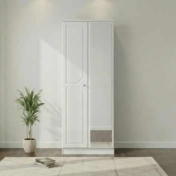 Pembroke White 2 Door 1 Mirror Tall Wardrobe