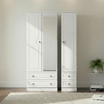 Pembroke White 3 Door 1 Mirror Combi Tall Wardrobe