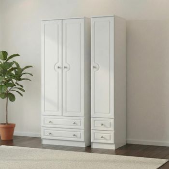 Pembroke White 3 Door 4 Drawer Tall Triple Wardrobe