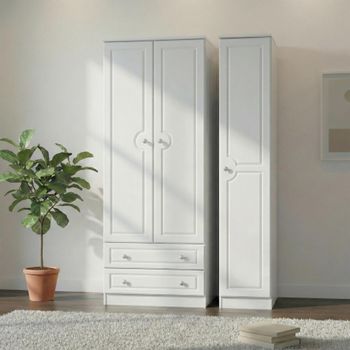 Pembroke White 3 Door LHF 2 Drawer Tall Triple Wardrobe