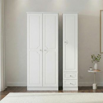 Pembroke White 3 Door RHF 2 Drawer Tall Triple Wardrobe