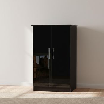 Knightsbridge Midi Black Gloss 2 Door Wardrobe