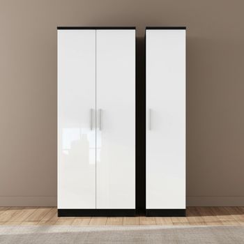Knightsbridge White Gloss and Black 3 Door Triple Wardrobe