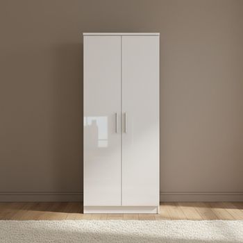 Knightsbridge White Gloss 2 Door Plain Wardrobe