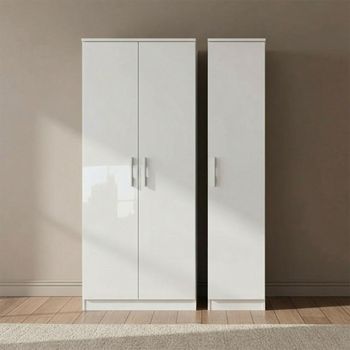Knightsbridge White Gloss 3 Door Tall Triple Wardrobe